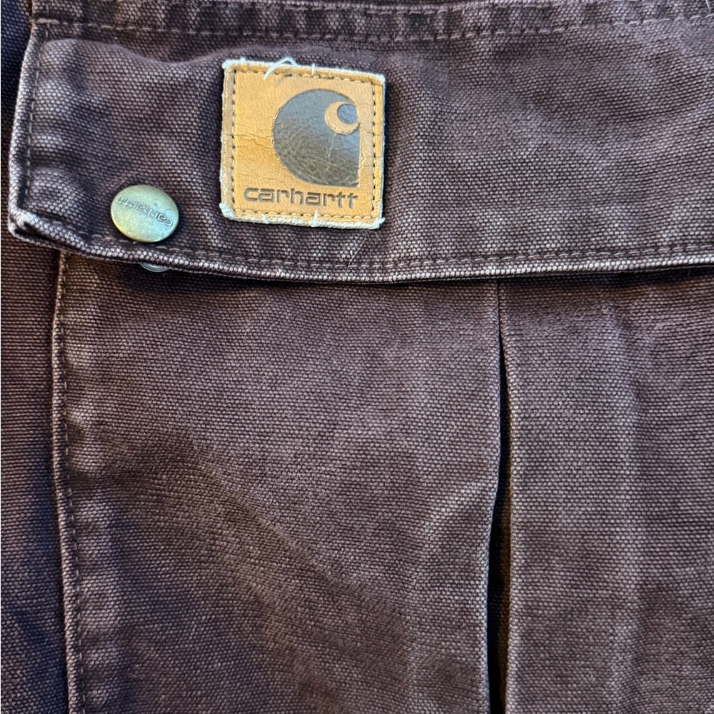 Carhartt Dark Brown/ Purple Duck Field Jacket with Corduroy Collar - Picture 5 of 6